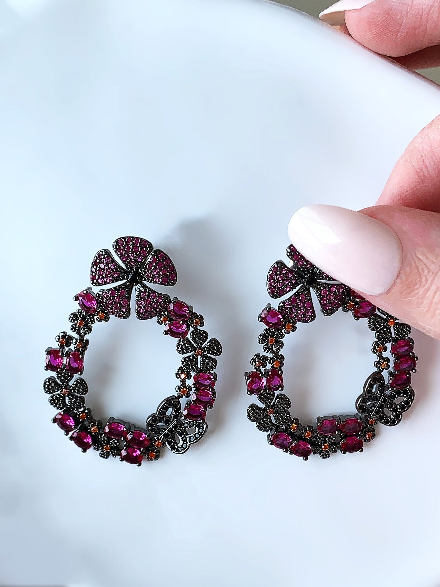 Black Floral Earrings