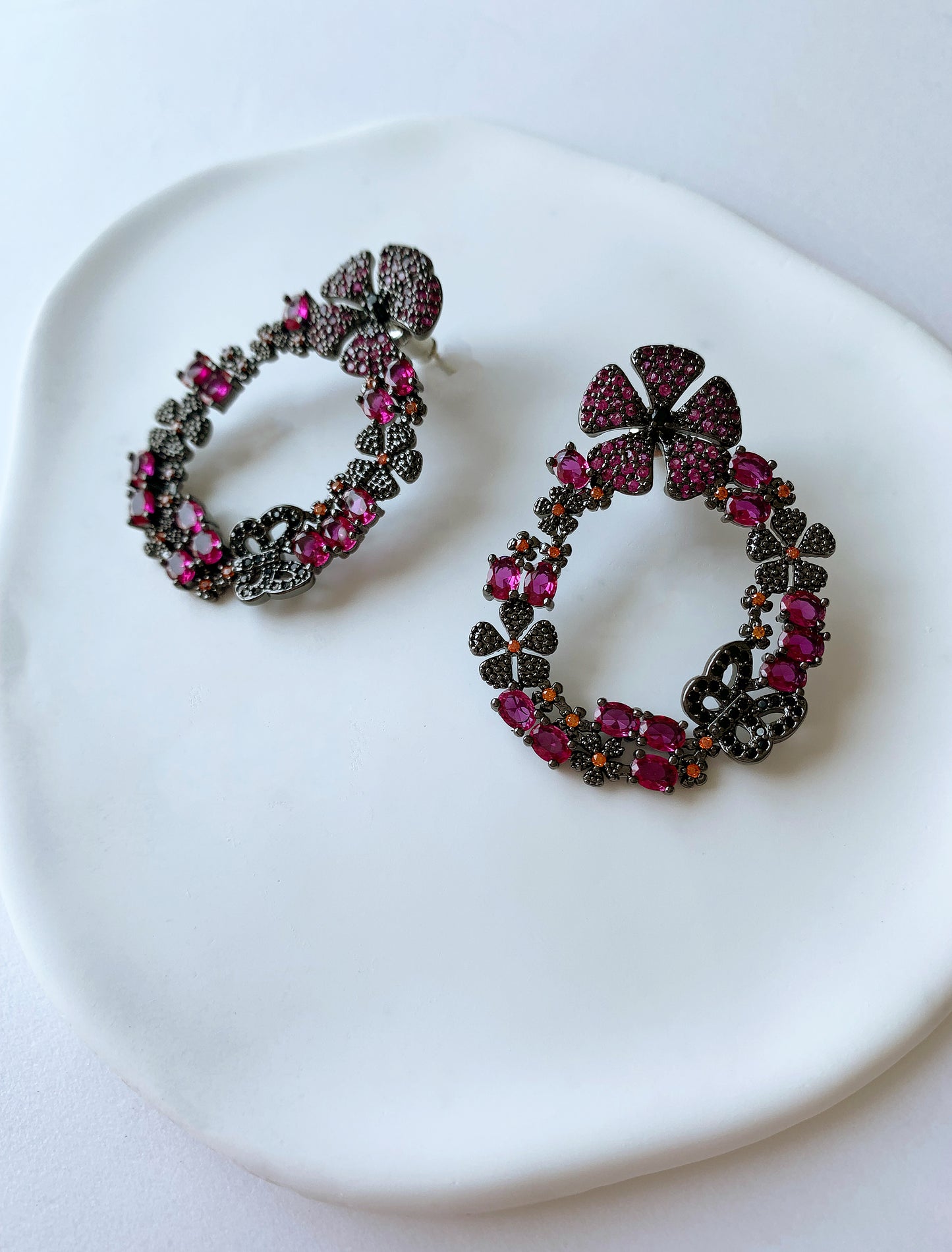 Black Floral Earrings